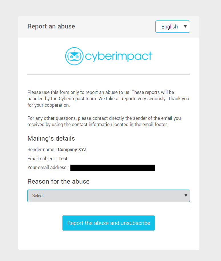 Report an abuse form