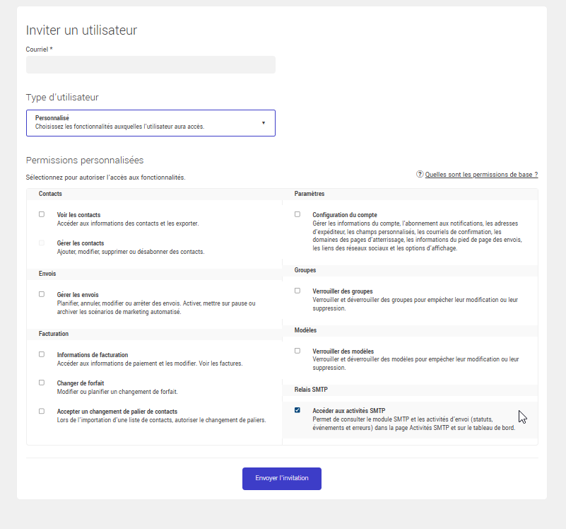 Inviter un utilisateur