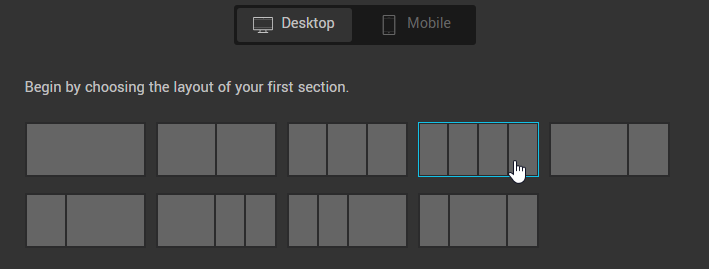 Choose the layout of your first section