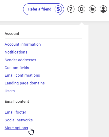Settings and configurations : more options
