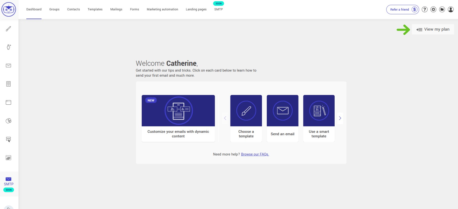View my plan details in Dashboard