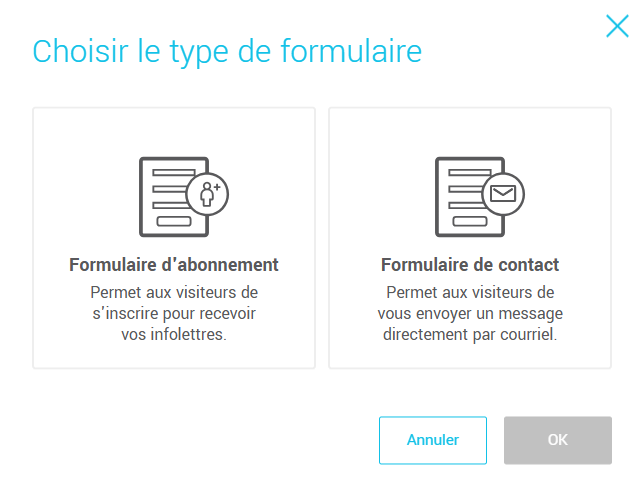 Choisir le type de formulaire