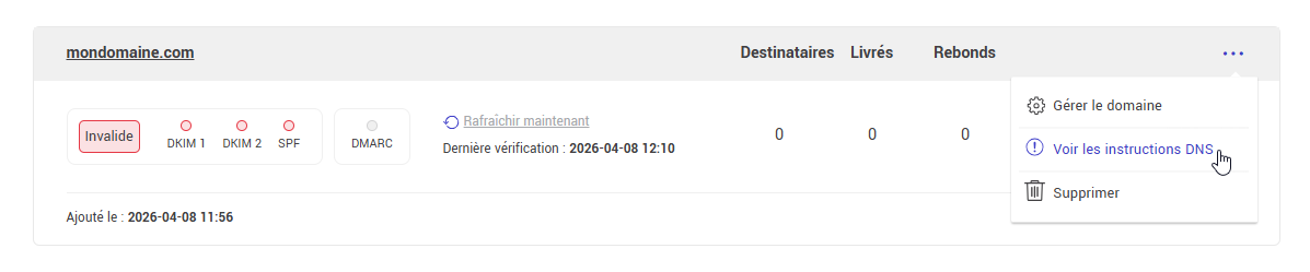 G&eacute;rer le domaine