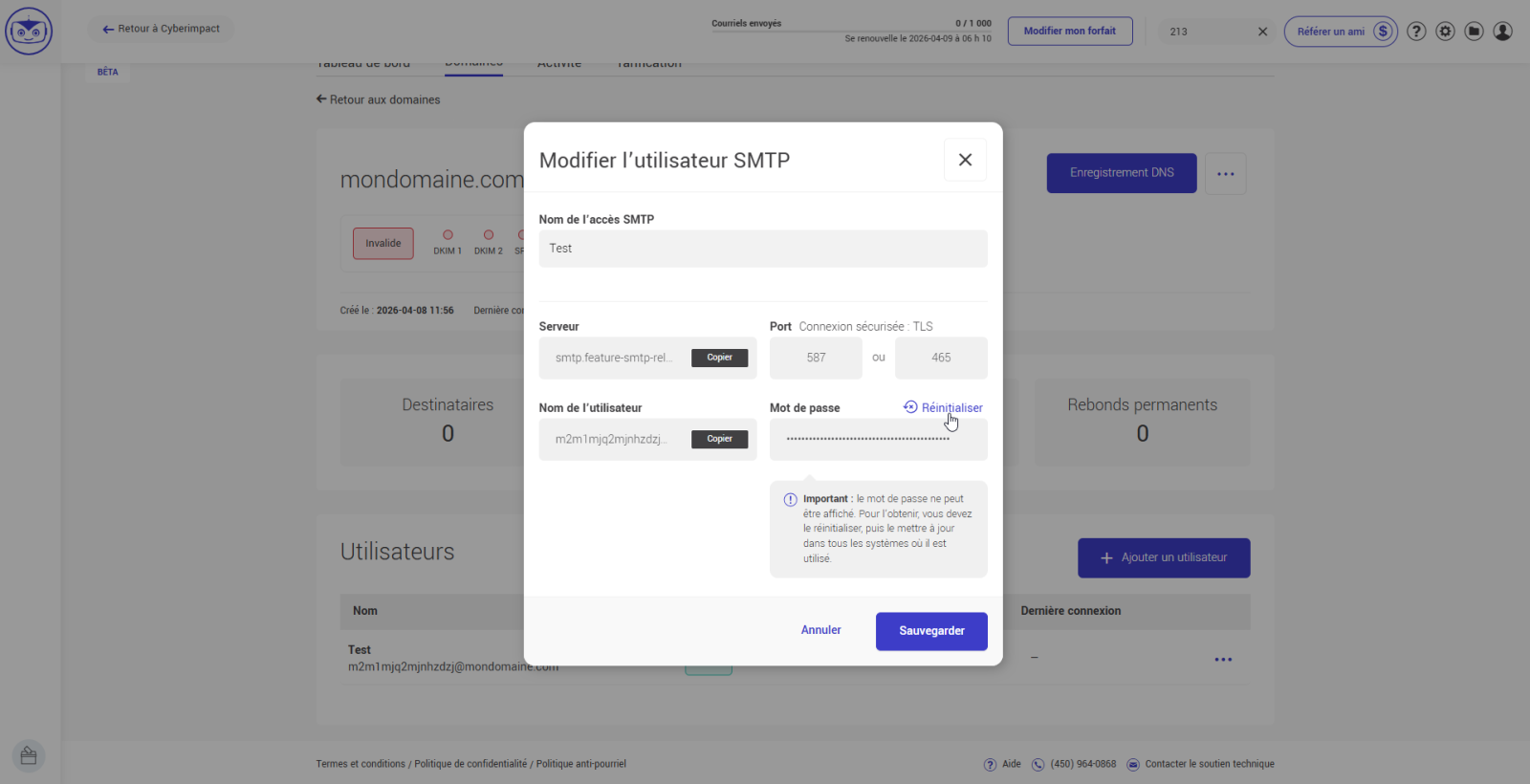 R&eacute;initialiser mon mot de passe