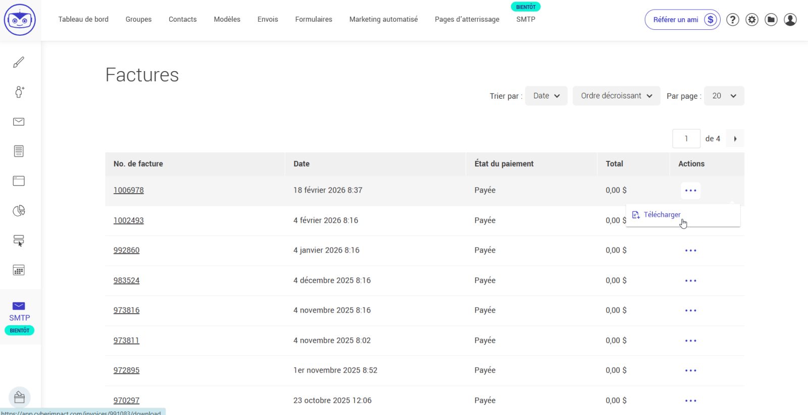 T&eacute;l&eacute;charger une facture