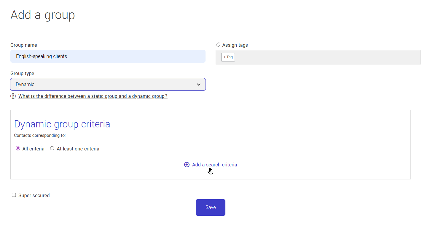 Add a search criteria